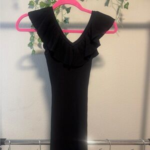 Mustard Seed Black Ruffle Mini Dress